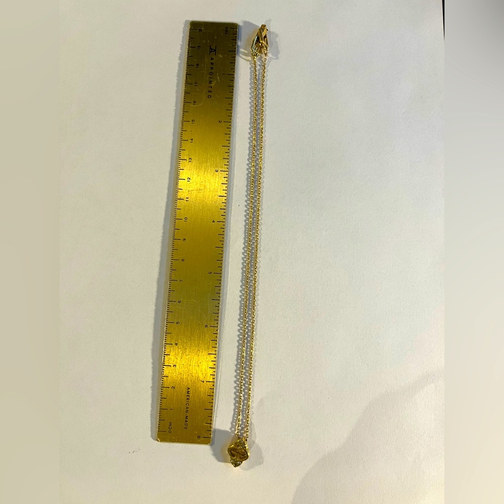 GIVENCHY Gold Necklace w/ Crystal Pendant, 16” Chain; GUC w/ 1 Missing Crystal - Picture 10 of 14